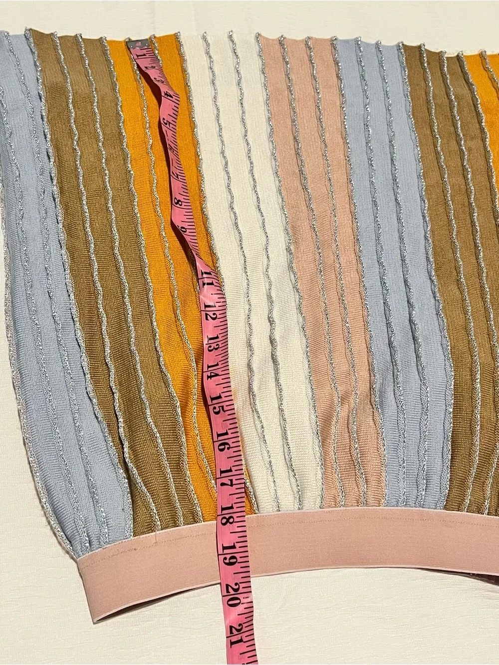 Eva Franco Anthropologie Pastel Striped Knit Mini Skirt Metallic Pinstripes